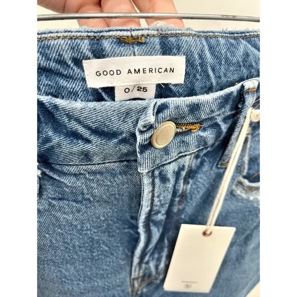 NWT Good American Womens Good Vintage Jeans Frayed High Rise Straight Leg Denim - Picture 12 of 14